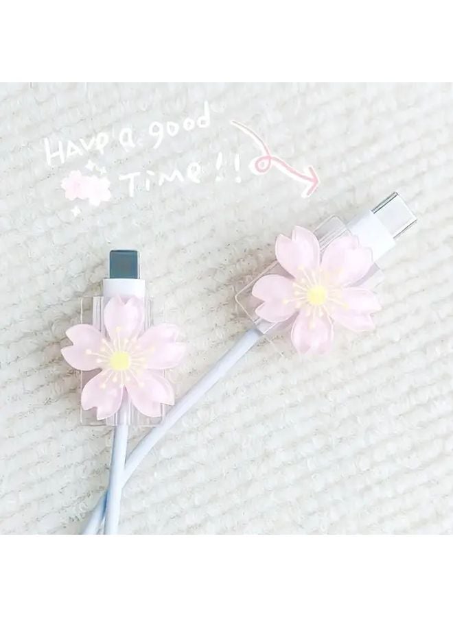Purple USB Cable Protector Anti Bending Chew Proof Resin Flower Cover - Image 1
